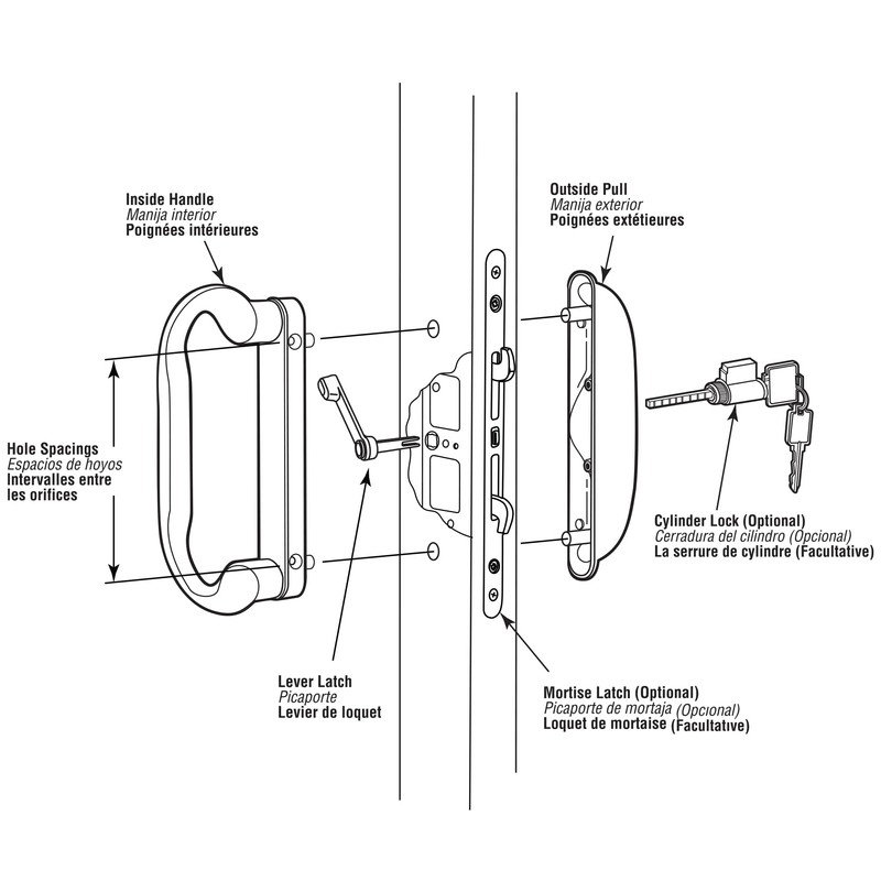 Prime-Line C 1277 Diecast, White, Patio Door Handle Set, Square