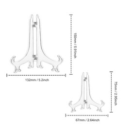DGHOME 14PCS Clear Plastic Plate Stand/ Easels, Includes 3''and 6'' Display Stands to Display Pictures, Picture Frames, Art, Cookbooks or Other Items