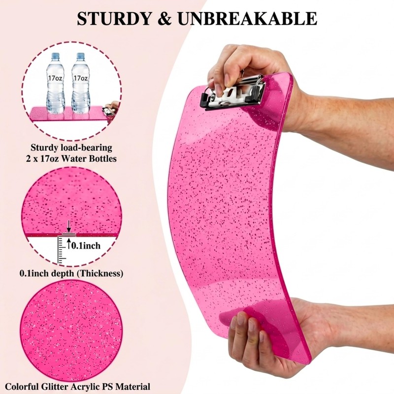 Pink Glitter Clear Clipboard,Cute Nursing Clip Boards with Pen Holder