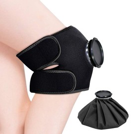 アイシングサポーター スポーツ用 膝用 膝 固定用サポーター 氷嚢 アイスバッグ 冷温両用 アイシングバッグ アイシング用品 日常生活 アイシングセット 肘 足首 大口径 氷バッグ 暑さ対策 ゴルフ 結露なし アイスバッグ 水漏れ防止 (ブラック)