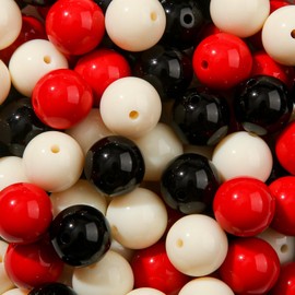 BERMRO 16mm Acrylic Beads Multicolor Focal Beads for Pens Chunk Bubblegum Beads for DIY Jewelry Making Boutique Craft Supplies(Black red)