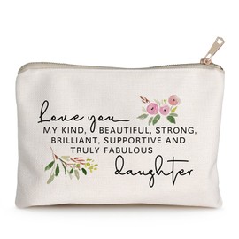 Daughter Gifts Makeup Bag Daughter Gifts from Mom and Dad Inspirational Gifts for Girl Birthday Gift for Women Floral Cosmetic Bag Graduation Gifts Daughter in Law Gifts