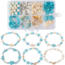 SUNNYCLUE 6pcs in 1 box summer beads sea turtle beads turquoise marine charm bracelet sea star bracelet ocean butterfly turtle bracelet colorful beads bracelet sea life power stone design hawaiian