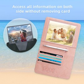 WALNEW Passport Holder for Travel, RFID Passport Cover Wallet for Women Men, PU Leather Passport Book Case with Pen Holder and Clear Photo Slot, Pink