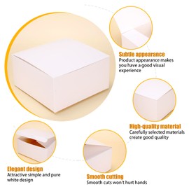 White Gift Boxes 50 Pack 8x8x4 Inches Kraft Small Paper Boxes with Lids for Christmas Gift Boxes Bridesmaid Proposal Boxes Thanksgiving Birthday Party and Graduation Gifts Boxes