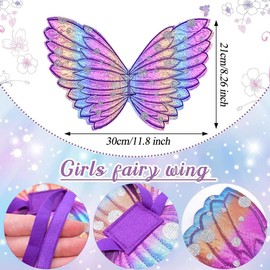 Fairy Wings Costume Kids, Fairy Costume Girls Fairy Costume Fancy Dress Up Fairy Costume Fairy Butterfly Wings Set Fairy Wing, Fairy Wands for Carnival Cosplay Costume Accessories (2-10 Years)