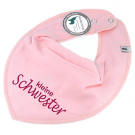 Elefantasie Scarf with Saying Little Sister for Baby or Child Pink Cotton One Size