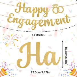 Gold Glitter Happy Engagement Banner Engagement Party Decorations Engagement Party Banner Engaged Banner Engagement Decorations Engagement Party Favors