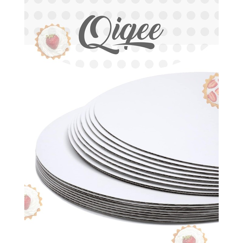 qiqee 11 Inch White Cake Boards Round 40-Packs Circles Rounds