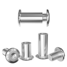GUEEYUAW Connecting Screws M6 × 35 mm 304 Stainless Steel A2 V2A Sleeve Screws Furniture Screws Pack of 10