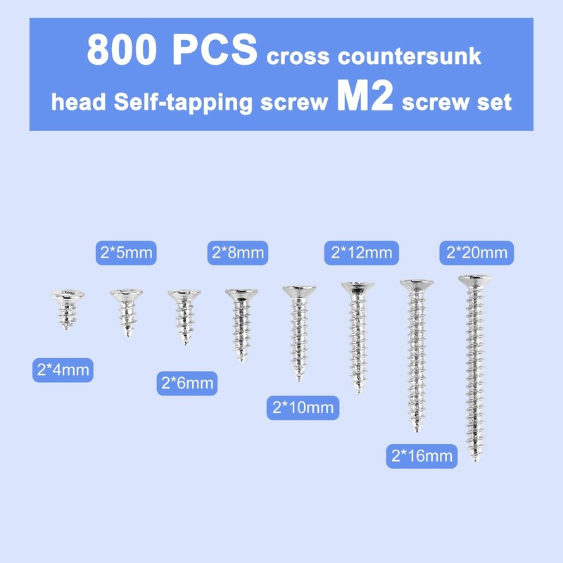 Hepzest 800Pcs Stainless Steel Self Tapping Screw Assortment Kit Lock