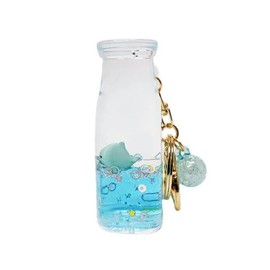 KUPOOL Milk Bottle Liquid Floating Keychain Ocean Creative Quicksand Liquid Floating Bottle Keyring Cute Cartoon Key Chain Key Ring Women Men Car Bag Pendant Acrylic Key Chain