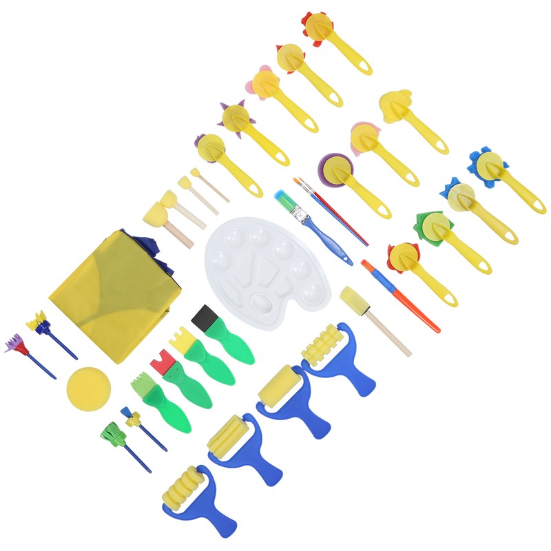 36Pcs Graffiti Tool Roller Sponge Brush Kit Stamps Antifouling Clothes