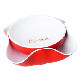 Seabella Stackable Party Snack Bowls , Pistachio & Peanut Bowls with Shell Storage ,Snack Serving Dish for Nuts, Seeds, Candy , multiple uses in all occasion's (Red)