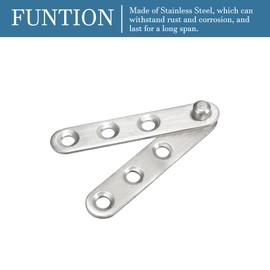 QUARKZMAN 60 x 11 x 9.6 mm Door Hinge x 2 Set 360° Swivel Hinge for Divider Door and Cabinet [Silver Tone]