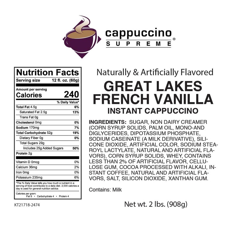 Cappuccino Supreme Great Lakes French Vanilla 2 lb bag Instant