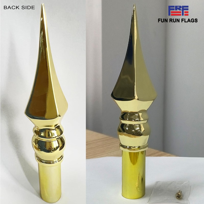 Spear Flag Pole Topper for Indoor 2-Pack, Gold Plastic Spear