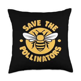 Bee Pollinator Garden Wildlife Flowers Bee Throw Pillow
