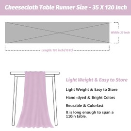 Nialnant Lavender Table Runner for Wedding - 10Ft Lilac Cheesecloth for Party, Bridal Decoration - Purple Rustic Decor