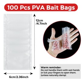 Realure 100 Pcs PVA Bags Carp Fishing Kit Fast Dissolve Water Soluble PVA Bags Pellets Bait Bags for Carp Fishing Bait Carp Fishing Bag Solid Bag Rigs Fishing Accessories Tackle (60mm*120mm)
