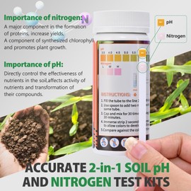 inanil Upgrade pH and Nitrogen Soil pH Tester with Measuring Cylinder - Accurate 100 Soil Testing Kit Professional Soil pH Test Strips for Garden Lawn Yard Grass Flower Vegetable Compost Dirt