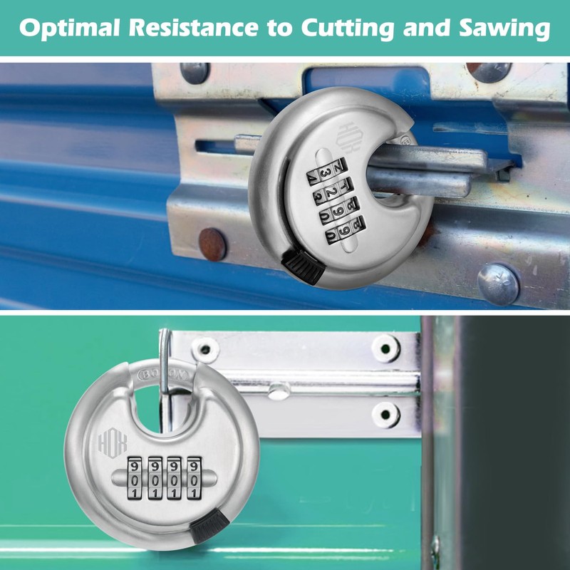 HOX Boron Shackle Combination Disc Lock, 70mm Stainless Steel Body,