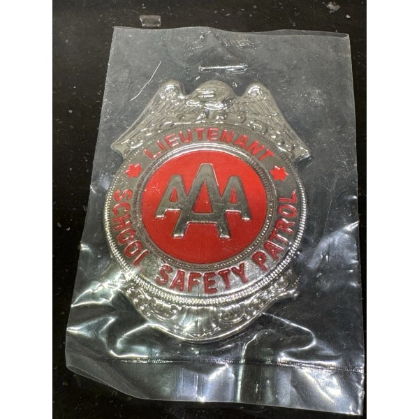 thebigtonka Vintage AAA School Safety Patrol lieutenant Badge with Red