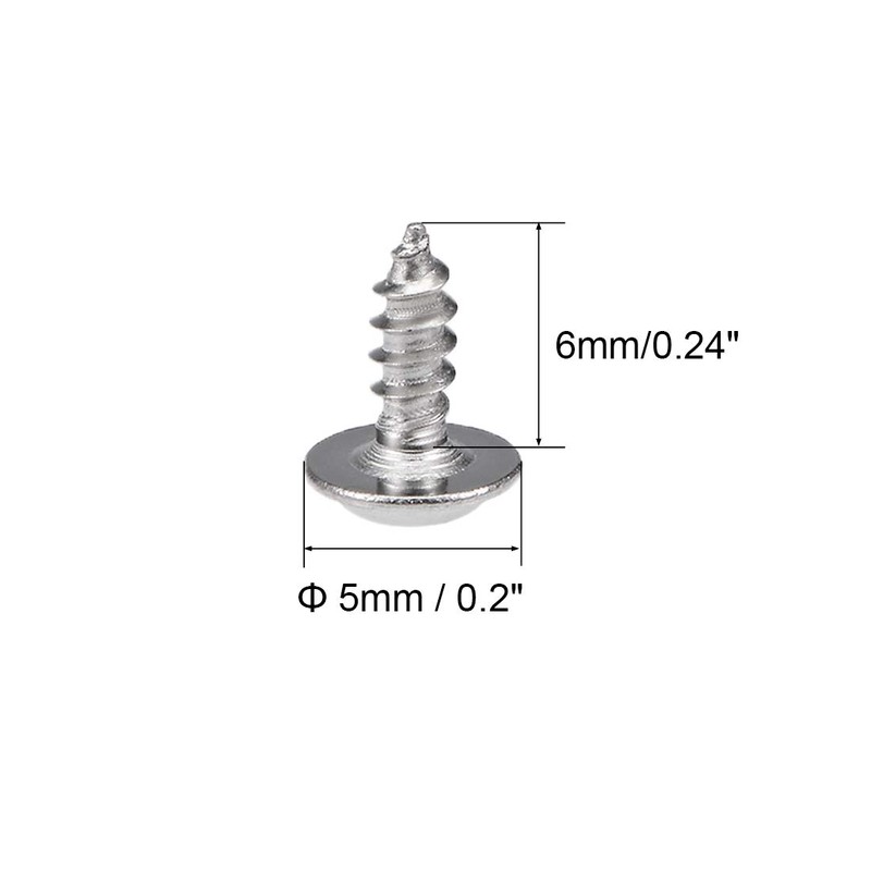 sourcing map 2x6mm Self Tapping Screws Phillips Pan Head with
