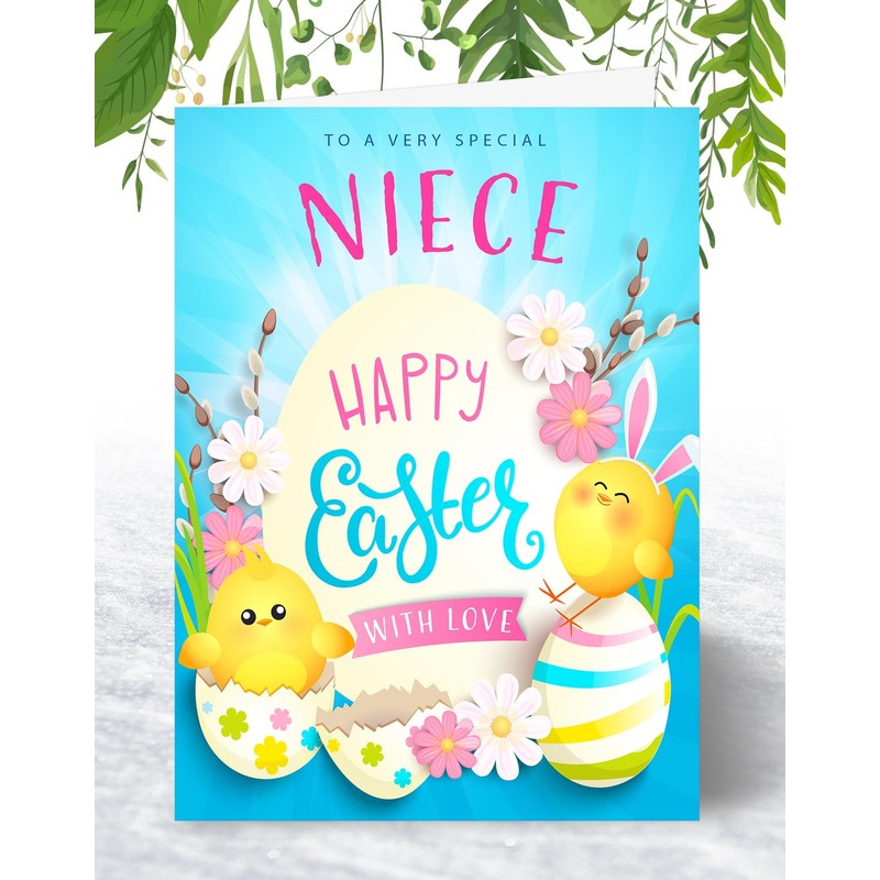 Niece Easter Card - Cute Chicks Design, A5 Size with