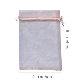 Pack of 100 Gift Organza Bags with Drawstring 4x6 inch Blush Pink for Jewelry,Candy,Bracelets Sheer Fabric Clear Mesh Sachet for Baby Shower,Christmas,Party Favors,Mom Birthday,Wedding,Bridal Shower