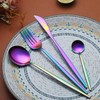 Kyraton Rainbow Cutlery Set 24 Pieces, Stainless Steel Flatware Set,