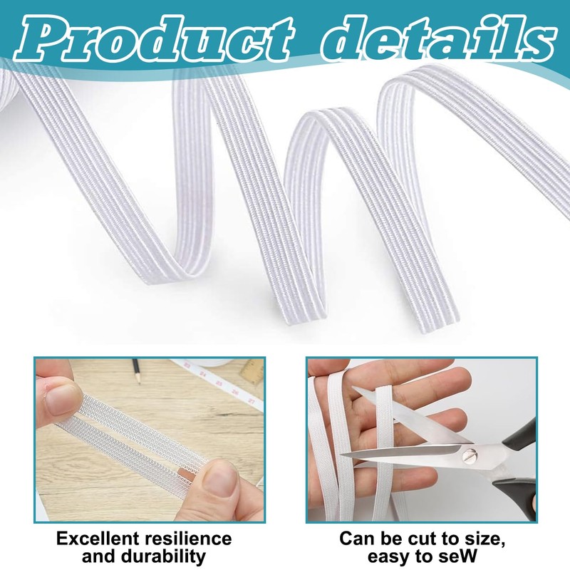 White Flat Elastic 6mm x 10m - Quarter Inch Elastic