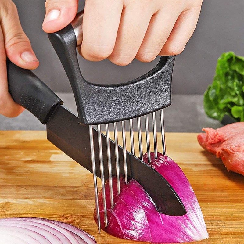 Cooswai Stainless Onion-Holder Slicing-Kitchen Assistant-Vegetable - Upgrade Chopper Slicing Tool,