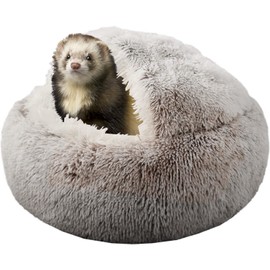 Ferret Bed Cave Bed and Hideout，Ferret Hideaway Bed Accessories for Cage(Brown)