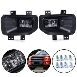 Clear Lens Front Bumper Fog Light Assembly Replacement For Ford F150 F-150 2015 2016 2017 Driving Fog Lamps Replacement w/ H10 Halogen Bulbs