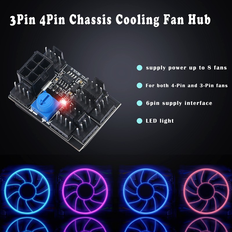 MEIRIYFA 3 Pin 4 Pin Fan Adapter PWM PC Chassis