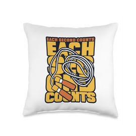 Fitness Jump Rope Apparel Gear Gifts For Beginners Each Second Counts Skipping Speed Jump Rope Throw Pillow, 16x16, Multicolor