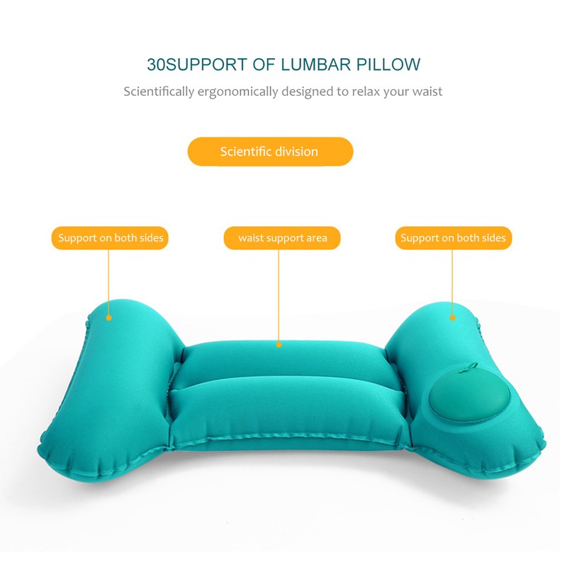 Inflatable Lumbar Support Travel Camping Pillow Ultralight Ergonomic Pillow for