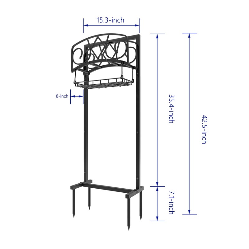 CALIDOLA Freestanding Garden Hose Organizer with Black Powder-Coated Finish -