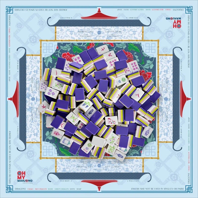 32mm-Layer Engraved American Mahjong Set 160-Tile Lavender Heavyweight Acrylic Teal