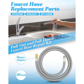 RP50390 Kitchen Faucet Pull Down Hose Fit for Delta Faucet Spray Head Hose Kitchen Faucet Nozzle Replace RP62057 RP74608 59 Inch