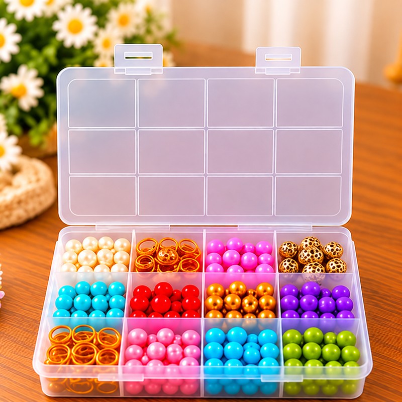 Clear Plastic Jewelry Organizer Box for Beads & Small Accessories
