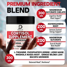 DEDICAD 9in1 Cortisol Supplement - Ashwagandha and Magnesium Glycinate and Chelate - Brain Health & Restful Night & Mood Balance - 90 Capsules Supply 45 Days