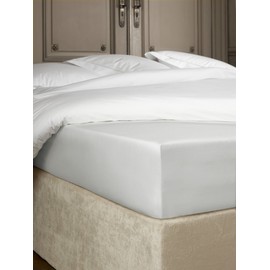 De Witte Lietaer Bumblebee Luxury Percale Cotton Fitted Sheet, Cotton, Argent Gris Clair, 180 x 200 x 30 cm