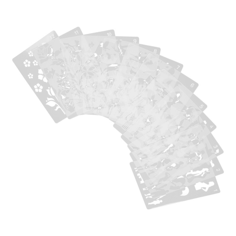 12Pcs Paint Stencils A4 Characters Animals Plants Safe Poisonless Durable
