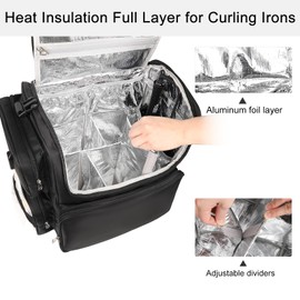 Relavel Hair Tools Travel Bag with 6 Pcs Clear Bags, Hair Stylist Backpack Hairdresser Cosmetology Bag, Heat Insulation Full Layer for Curling Iron, Hair Straightener, Travel Accessories Train Case