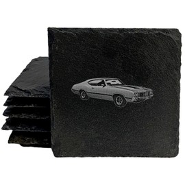 Rev Up Your Nostalgia: 1970 Olds 442 Coasters for Muscle Car Fans - Square Slate - set of 5