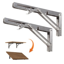 Folding Shelf Brackets-10 Heavy Duty Stainless Steel Floating Collapsible Metal Shelf,Space Saving Countertop Support Bracket for DIY Wall Mounting,Max Load: 200 Ib (10 in, 2PC) HOME MASTER HARDWARE