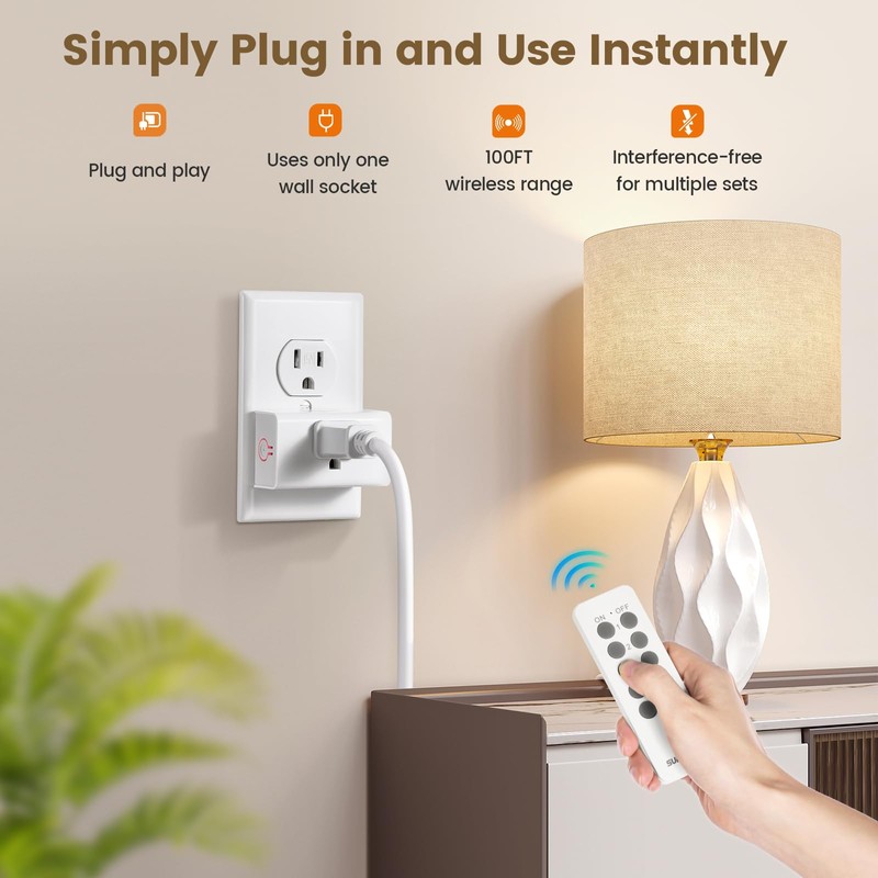 SURAIELEC Remote Control Outlet, Wireless Light Switch - 5 Outlets