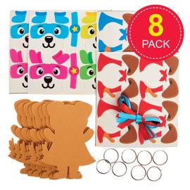 Baker Ross FX731 Star Hero Dogs Mix and Match Keyring Kits - Pack of 8, Foam Craft Kits for Kids